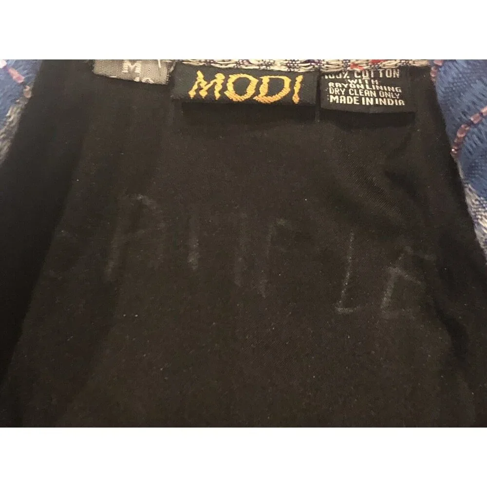 Vintage MODI Denim Beaded Sequined Black Floral Paisley Jacket NEW SAMPLE Sz Med - Picture 8 of 11